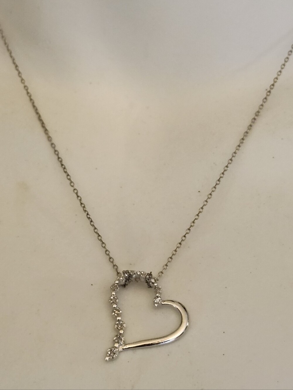 Charles Winston Sterling Silver Heart Pendant Cubic Zirconia Pendant Necklace